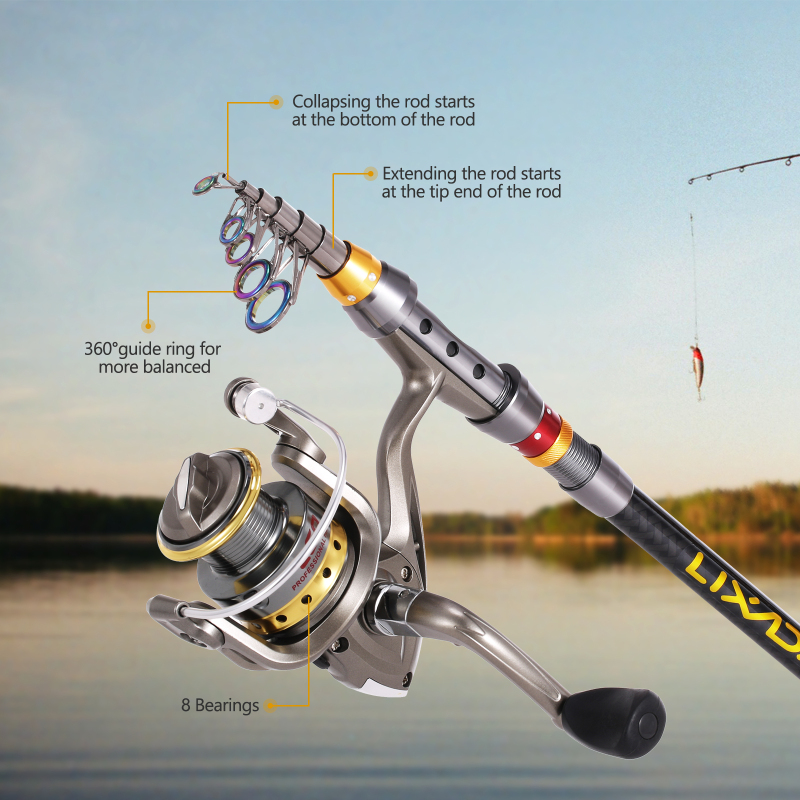 Lixada Telescopic Fishing Rod  - Fishing Line Spool ulasan dan harga